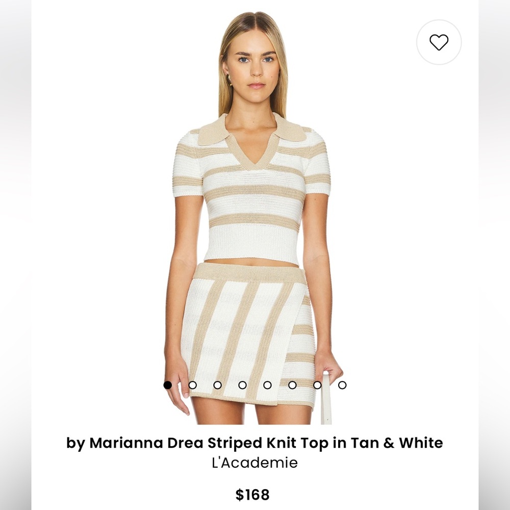 L'Academie Tan & White Striped Knit Skirt Set